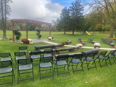 Outdoor wedding seating waiting for the guests to arrive.