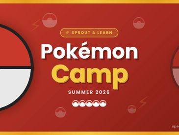 Promotional banner for PokΓ©mon Camp Summer 2026 by Sprout & Learn.