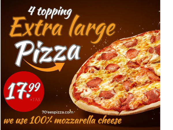Special pizza offer Extra large for 17.99