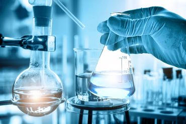 lab work using a beaker