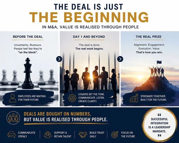 M&A success is driven by people through alignment and communication.