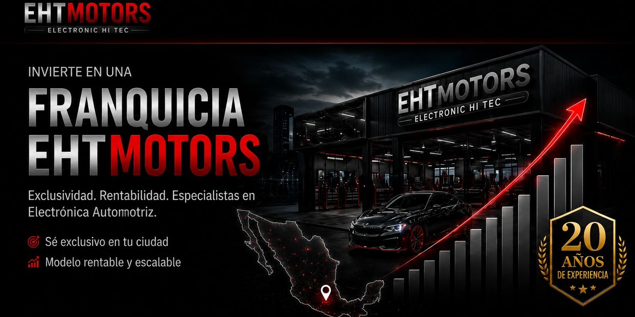 Invierte en la franquicia EHT Motors con exclusividad y rentabilidad en electrónica automotriz.