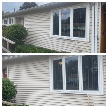 vinyl siding power washed, treated and cleaned.