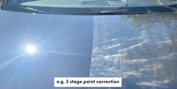 example of three stage paint correction on vehicle hood