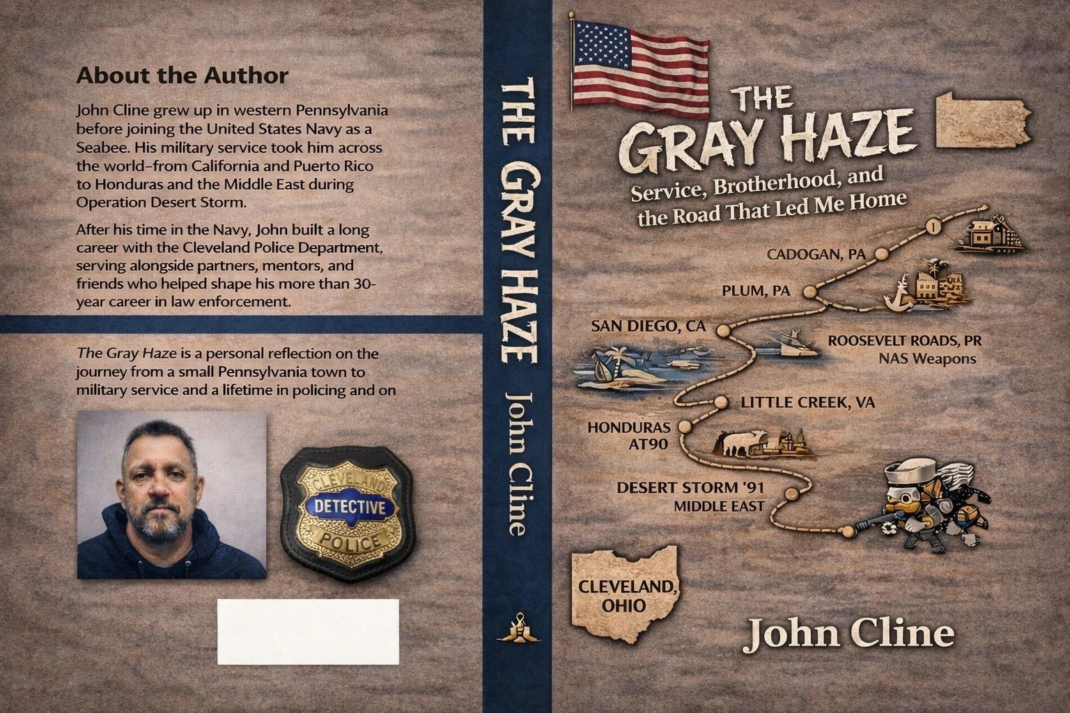 Book cover of 'The Gray Haze' by John Cline about military and police service.