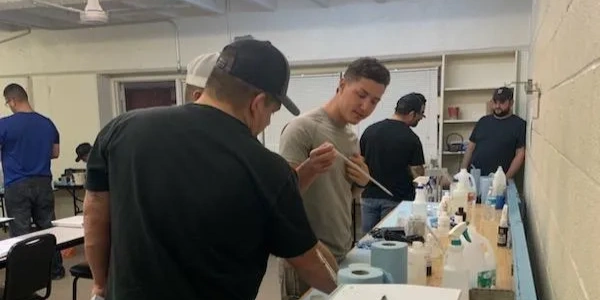 students doing labs