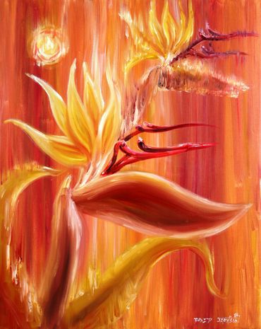 "Birds of Paradise" | Oil & Acrylic on Canvas | 20x30"  