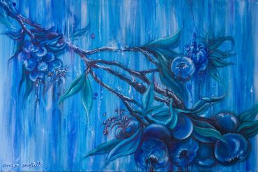   "Blueberry Bliss" | Oil & Acrylic on Canvas | 24x36"  