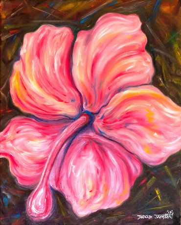 "Hidden Hibiscus" | Oil & Acrylic on Canvas | 16x20" 