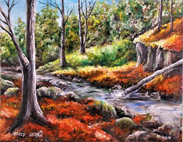 autumn scene with fall colors painting