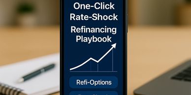 One-Click Rate-Shock / Refinancing Playbook” app on phone.