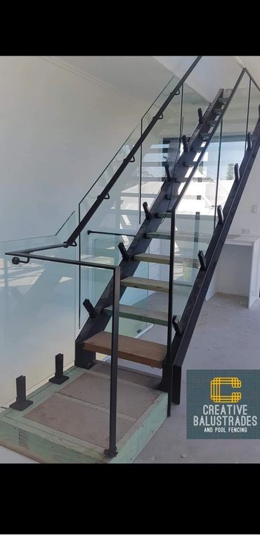 glass balustrade, matte black