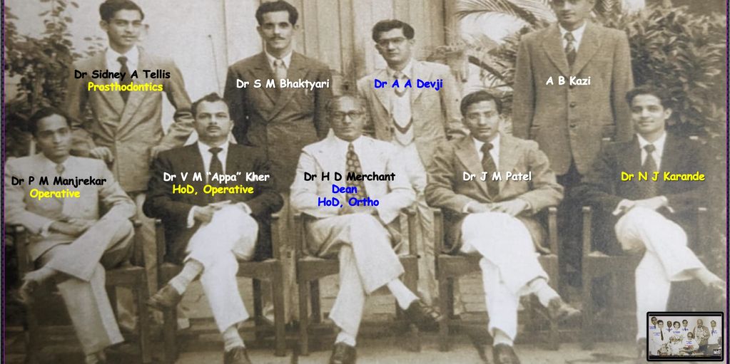 Black-and-white group photo of doctors with names and roles labeled.
