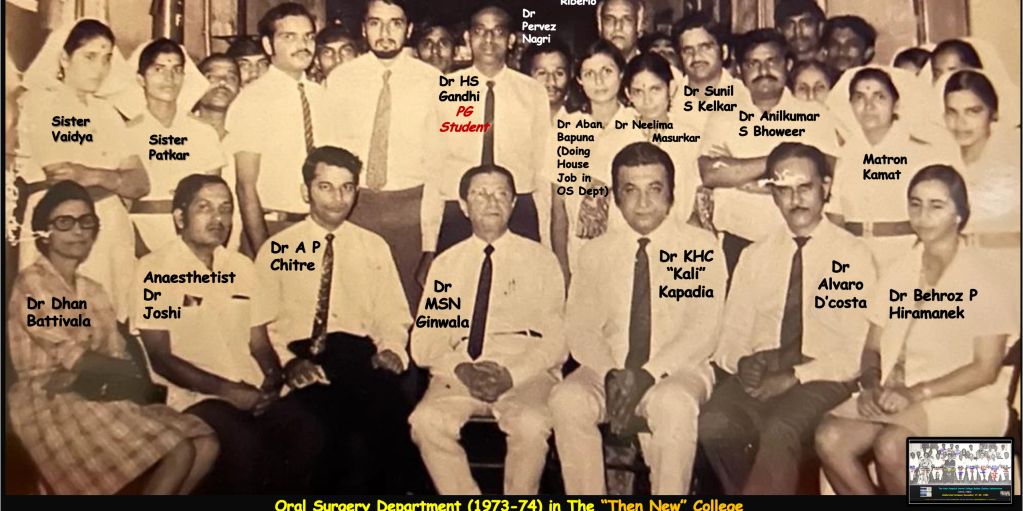 Group photo of Oral Surgery Department staff and students (1973-74).