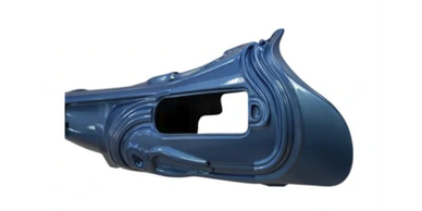 Blue plastic bike chain guard.