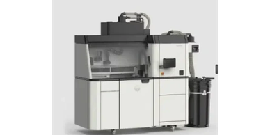 Modern industrial machine with protective casing and control panel.