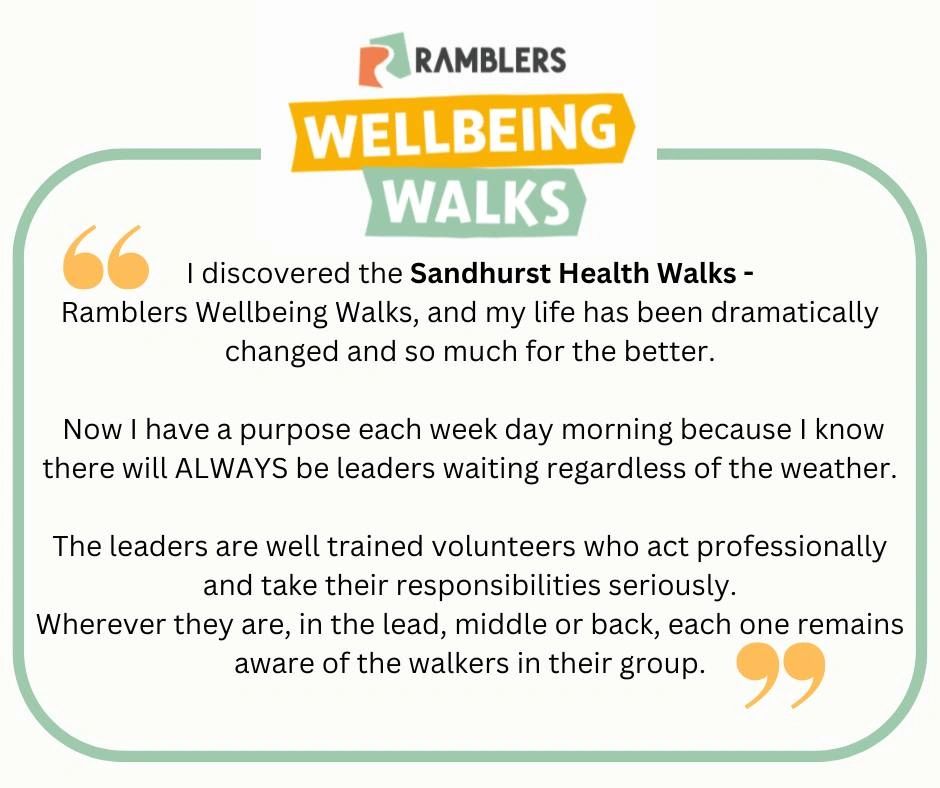 Testimonial praising Sandhurst Health Walks and their supportive, professional leaders.