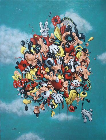 Mickey Mouse VS Mini Mouse Blender number 9
picasso vs dali 
contemporary oil painting
Dream pop art