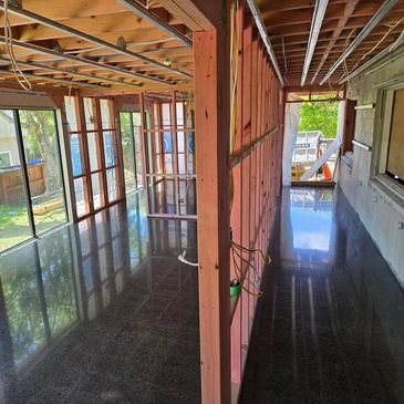 Freshly polished concrete floor