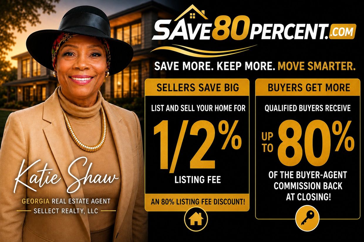Real estate agent Katie Shaw advertises big savings on home sales and purchases.