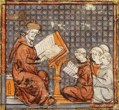 Medieval University of Paris --
Professor Teaching Students How to Calculate Easter Sunday.