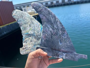 Fin prototype made from reclaimed ocean plastic