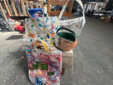 Bags made from discarded plastic film and packaging