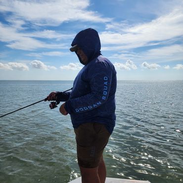 Fishing in the front of the boat