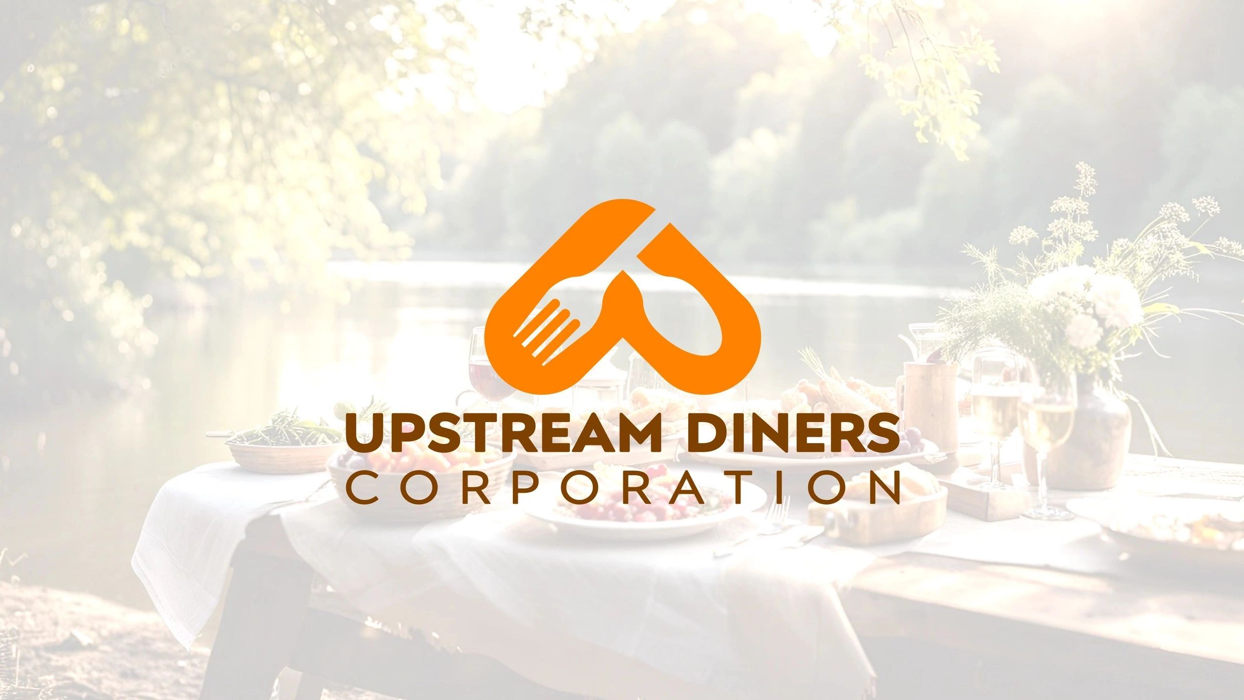 Logo of Upstream Diners Corporation with a fork and spoon icon.
