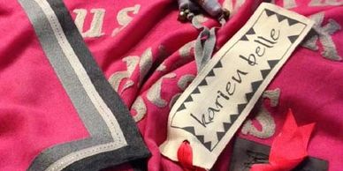Karien Belle embroidered poetry scarves and clutches