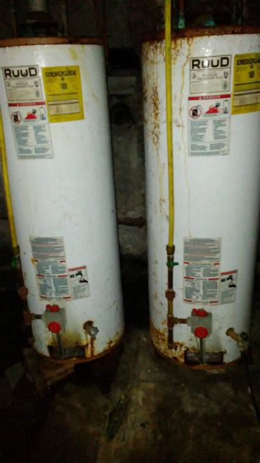 Observed at time of inspection corrosion and past water damage, recommend professional evaluation.