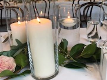 cylinder vase, candles, centrepieces, weddings, mornington peninsula
