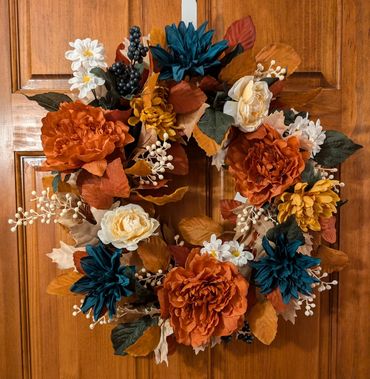 Rust Blue Cream Wreath
