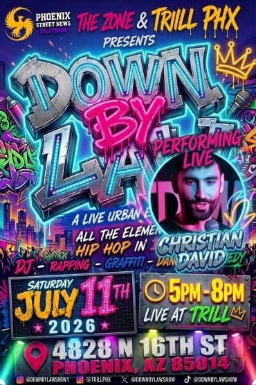 Colorful urban hip hop event poster featuring Christian David.