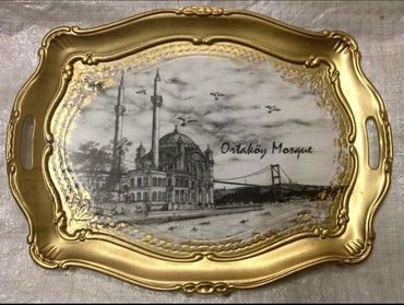 İstanbul Desen ve Melamin Yaldızlı Süslü Tepsi, Ortaköy Desenli melamin tepsi üretimi. MelamineTray
