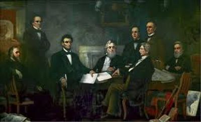 Original painting by F.B. Carpenter, 1864. Hangs in the Senate wing in the  US Capital.