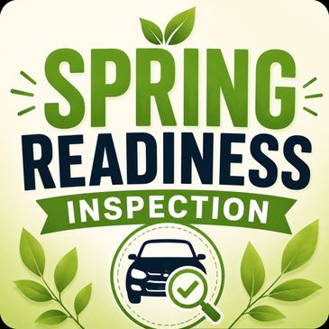 Spring readiness inspection for vehicles with a green theme.