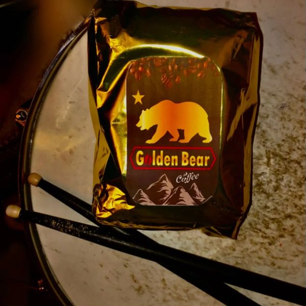 ground coffee bag golden