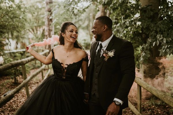 Hannah Black wearing her own Hannah Black Bridal gown on her wedding day.