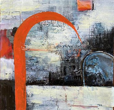 Acrylic on Wood with mixed media. 12"x12"