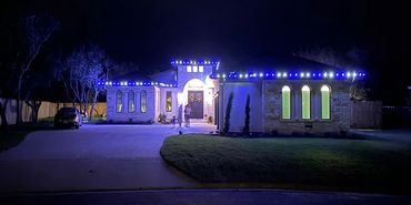 East Memphis Christmas Light Installation BLue & White Memphis Tiger Theme