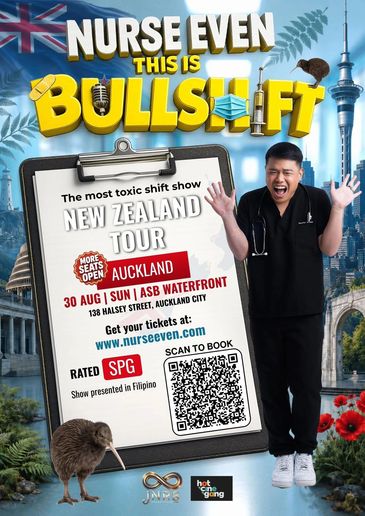 Comedy show poster for Nurse Even's New Zealand tour in Auckland.