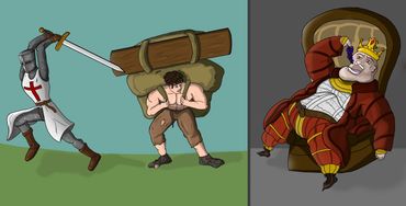 3 Medeival character drawings.