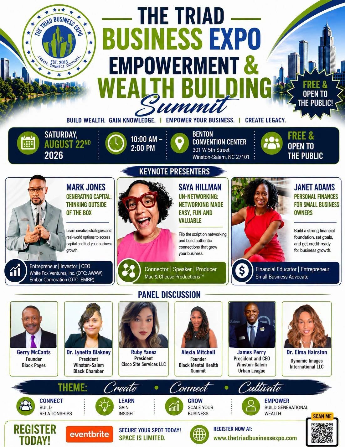 Flyer for The Triad Business Expo Empowerment & Wealth Building Summit on August 22, 2026.