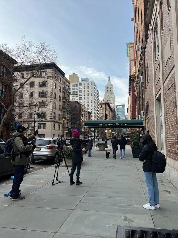Director-DP Caitlyn McConnell directs actors Sam Cusson and John Ricotta.