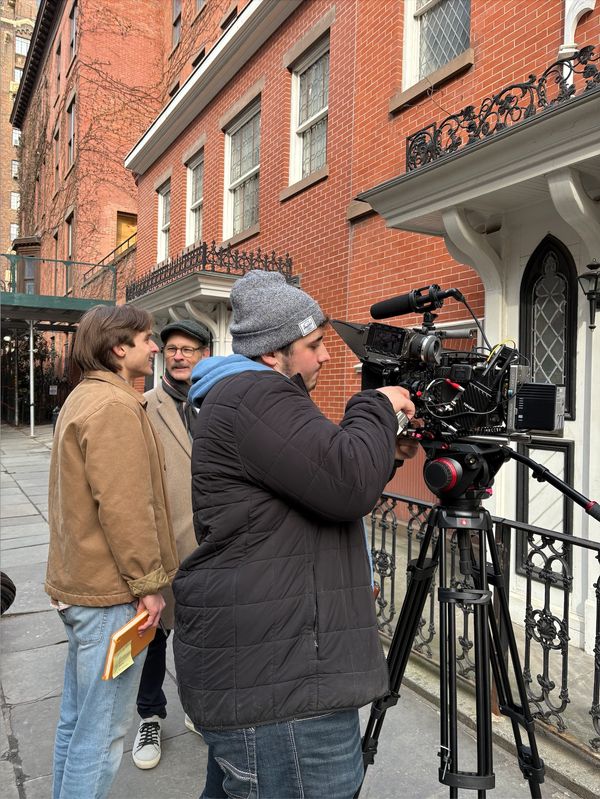 1st AC Tim Lawrence and Actors Sam Cusson and Chris Jaymes.
