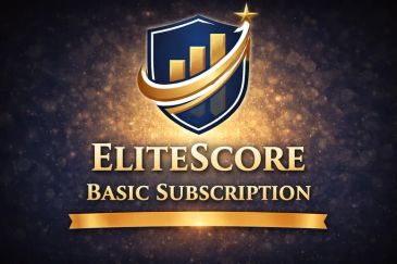 Gold and blue ELITESCORE Basic Subscription logo.