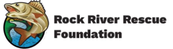 Logo of Rock River Rescue Foundation featuring a fish and river.