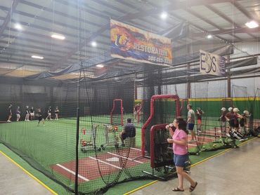 Team fielding and hitting practice