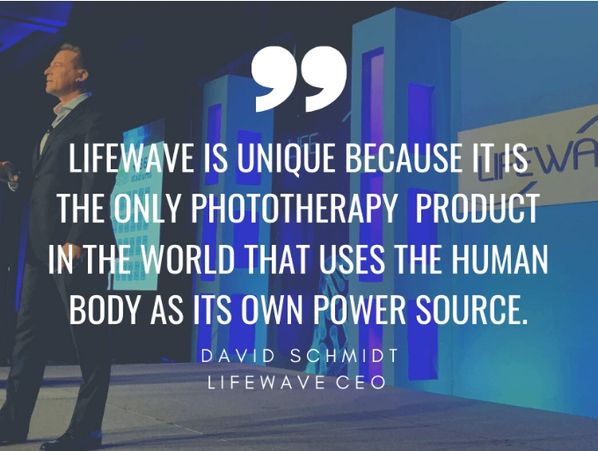 Quote from LifeWave CEO about unique phototherapy using human body power.